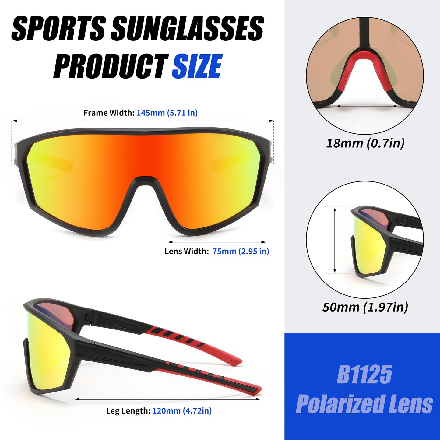 FEISEDY Polarized Sports Sunglasses for Men Women Cycling Running Fishing Tac Glasses UV400 Protection B1125