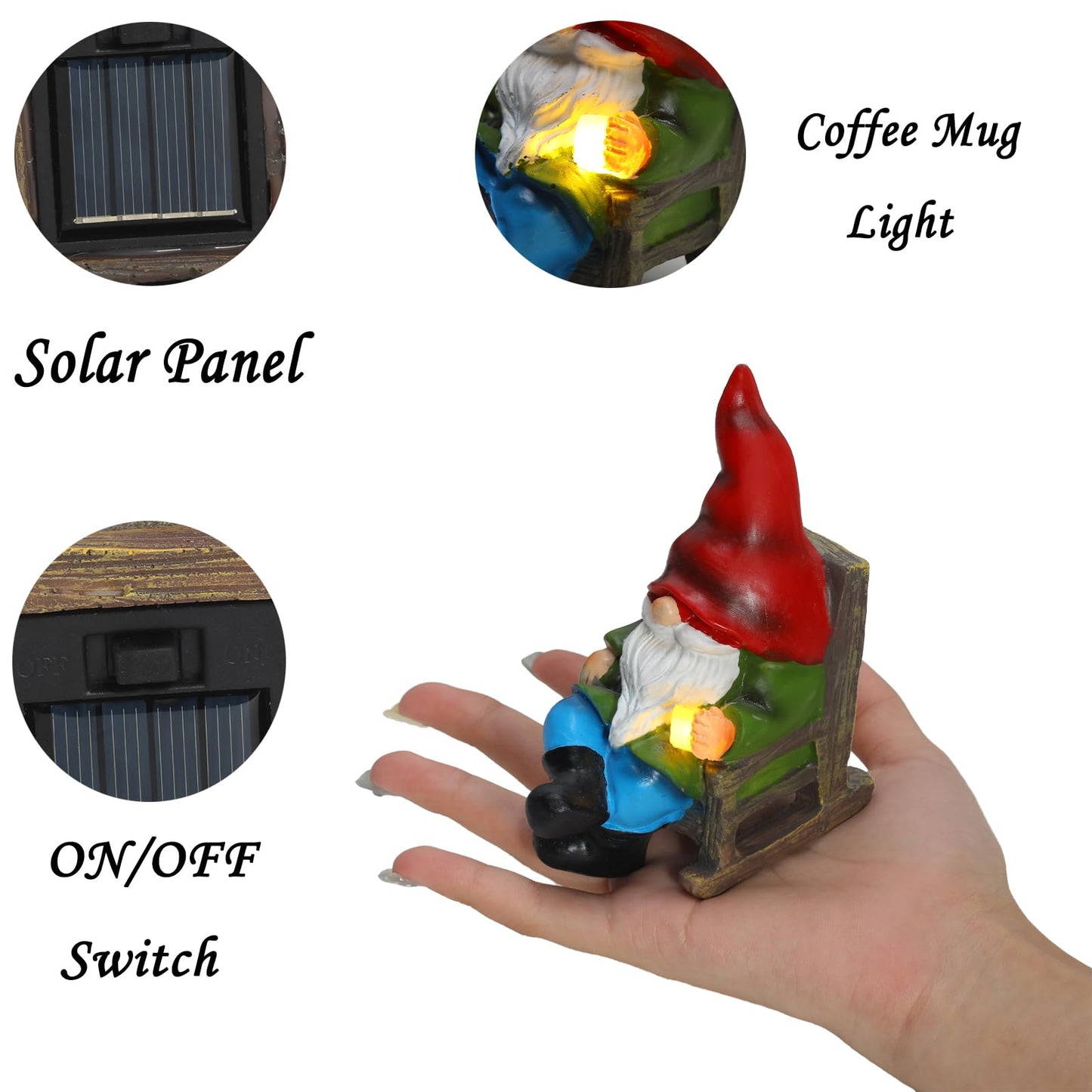 WNXURT Solar Gnomes Decor Outside Mini Gnome Figurines Outdoor Solar Porch Patio Garden Miniatures Gnomes Decor Gift for Women Grandma Mother's Day Birthday