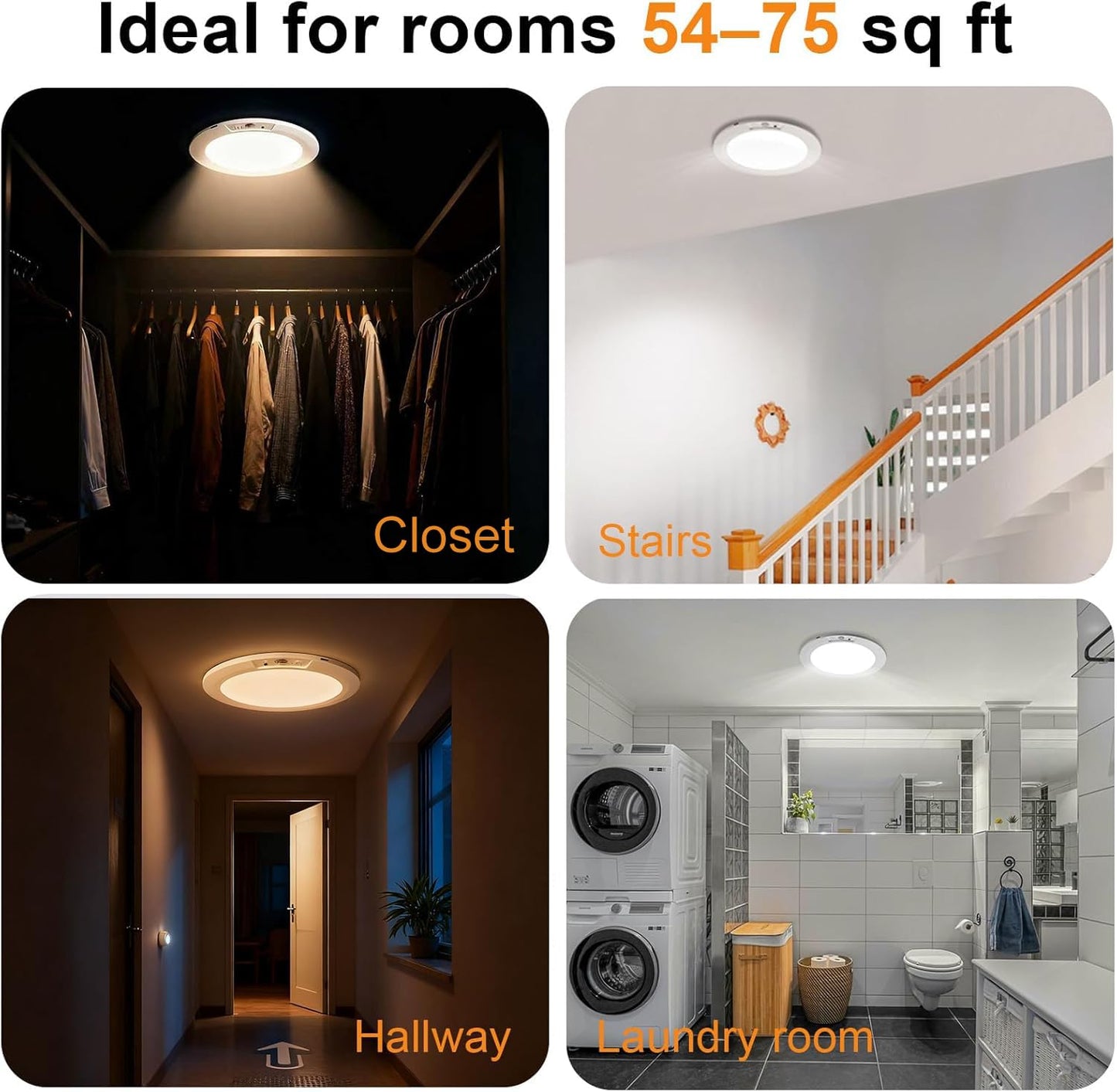 APCENS Ultra-Thin Rechargeable Motion Sensor Ceiling Light with Remote, 8000mAh Battery, Dimmable, Timer, 5 Color Temperatures, Magnetic Ceiling/Wall Mount for Stairs, Closet, Hallway(1, 7.5inch)