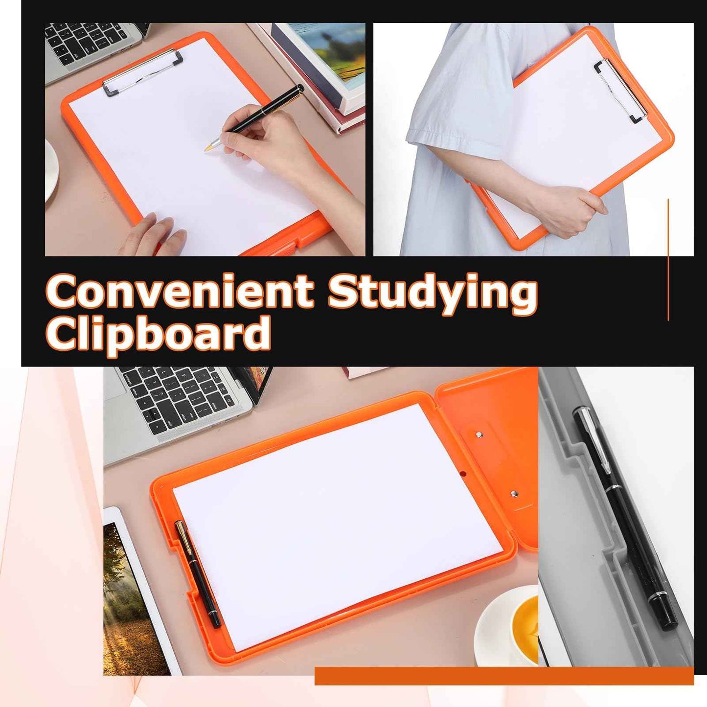 6 Pieces Clipboard with Storage 9.5 x 13.5'' Plastic Nursing Clip Boards with Pen Holder High Foldable Binder Folder Paper Organizer for Nurses Teachers Back to School Office Supplies(Macaron Color)