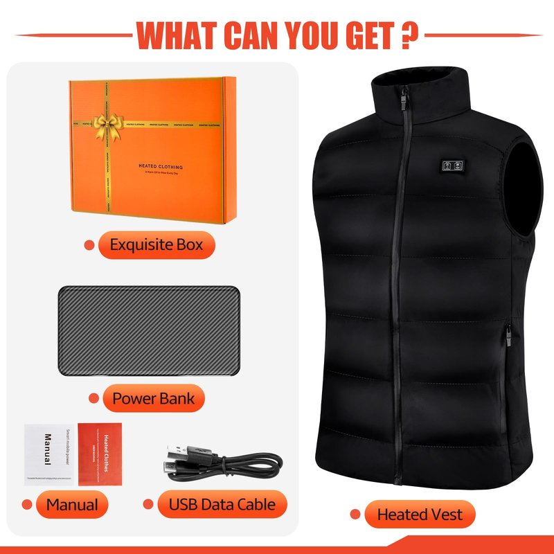 Moeput Heated Vest for Men Women, Lightweight Heated Jacket Electric Heated Vest with Battery Pack Included 16000mAh(L)