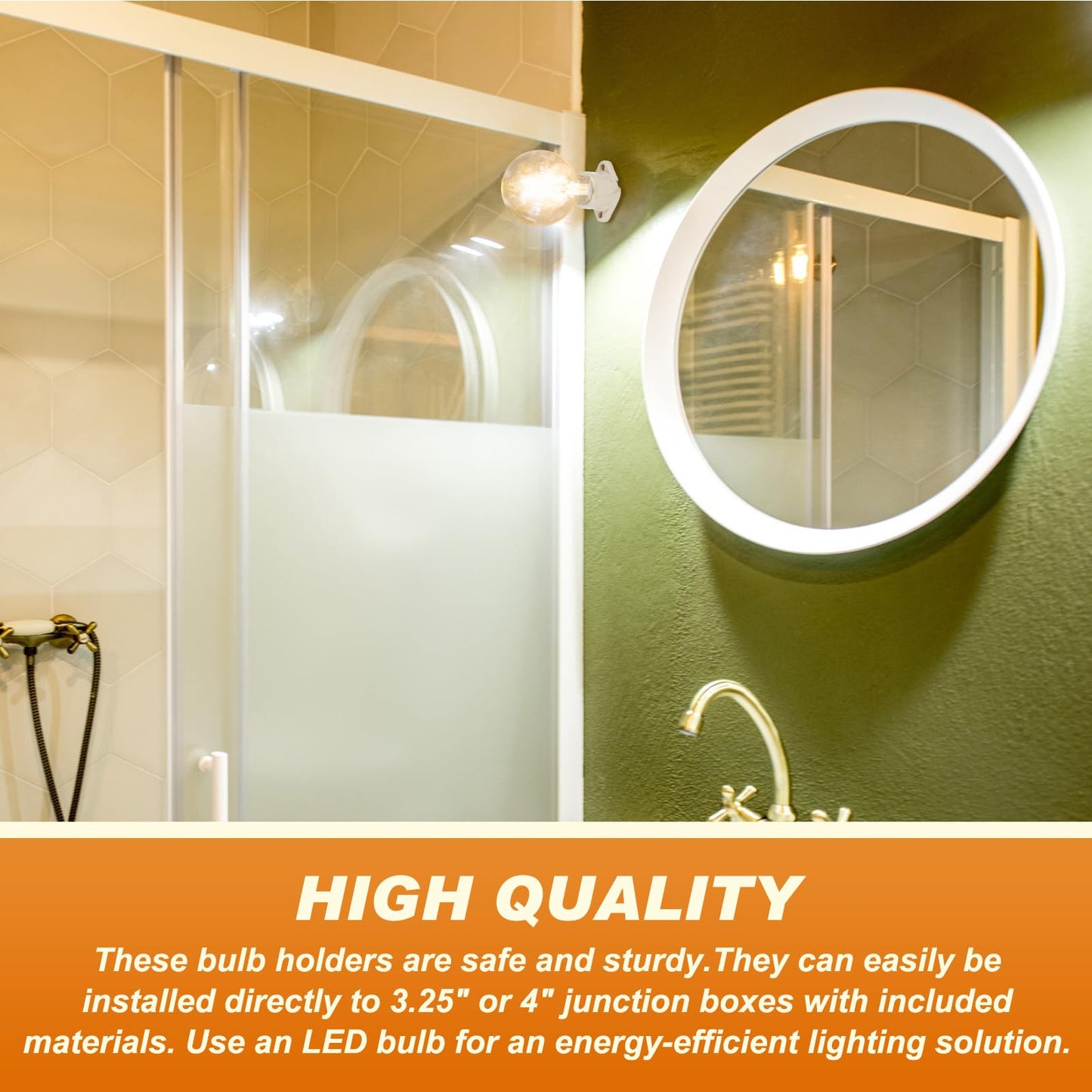 Saysurey 2 Pcs E26 Light Socket Porcelain Lamp Holder Socket Medium Keyless Threaded Base with Two Hole Flange Mounting and 6" Wire Indoor Garage Closet Lighting