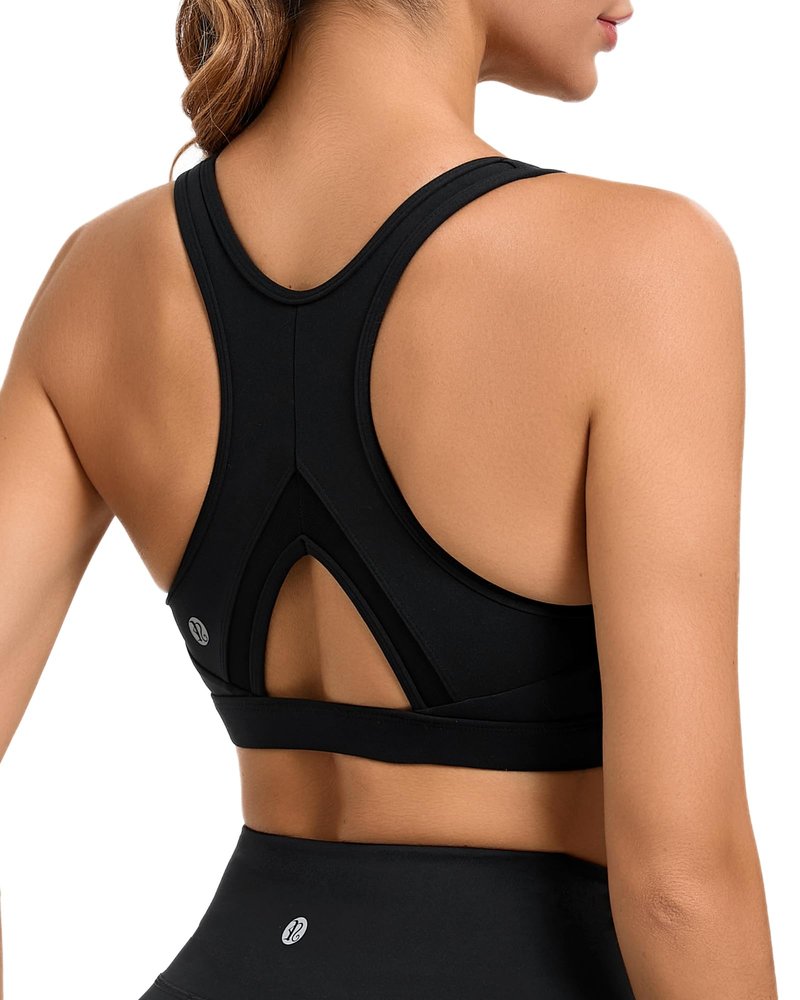 RUNNING GIRL Sports Bras for Women High Support Moulded Cup High Impact Sports Bras Racerback Workout Running Yoga Bra(WX3045 Black M)