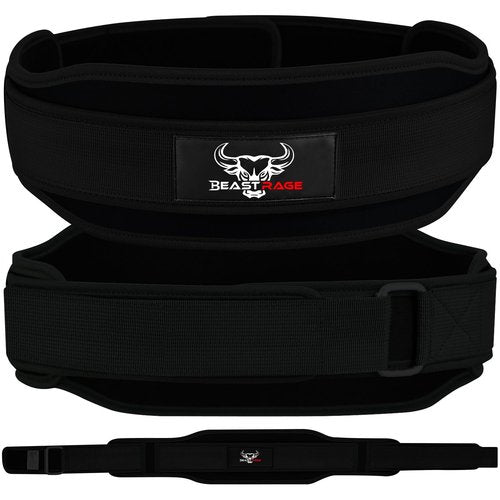 Weight Lifting Belt Double Strength 5.5 Padded Neoprene Back Gym Bodybuilding Deadlifts Lifting Exercise Fitness Workout Belts Men Women Lumbar Training Core Support (L, Black)