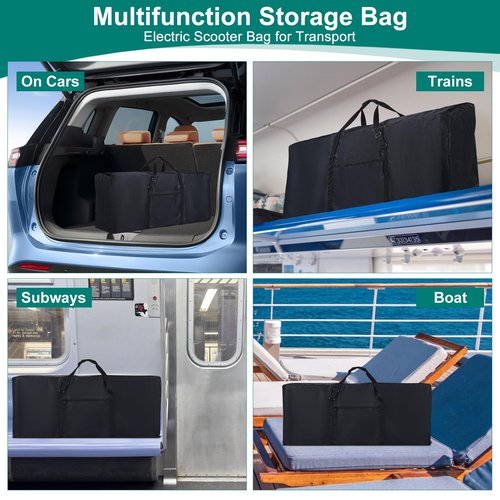 Electric Scooter Bag Storage, Heavy Duty 840D Electric Scooter Carrying Bag with Padded Carry Strap and Double Open Waterproof Zipper, Universal Scooter Accessories for Most Electric Scooter Models