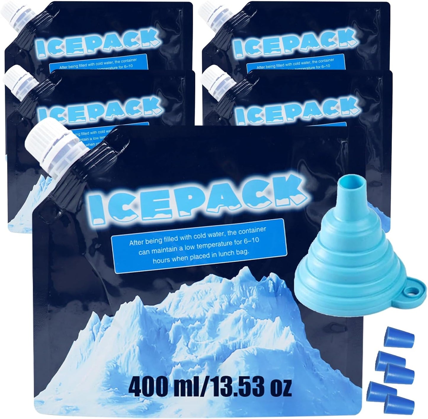 Reusable Ice Packs for Coolers - 5 Pack Freezable Gel Packs for Lunch Box, Camping & Medical Use - Leakproof & Long-Lasting