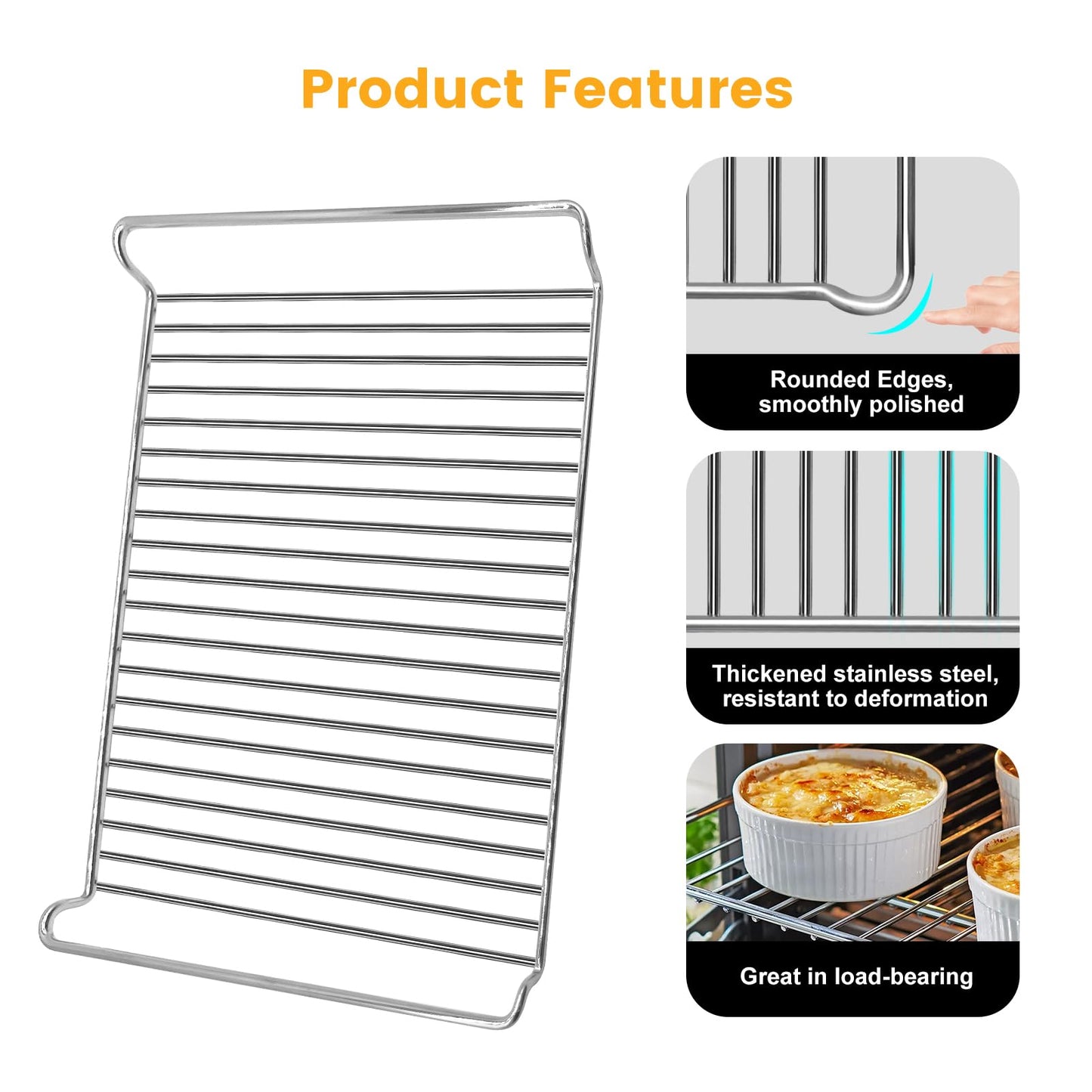 GWY Smart Oven Rack for Breville Air Fryer Countertop Oven BOV900BSS, 16''*12'' Stainless Steel Air Fryer Accessories Replacement Parts Roasting Steamer Grill Racks Baking Tray, Dishwasher safe