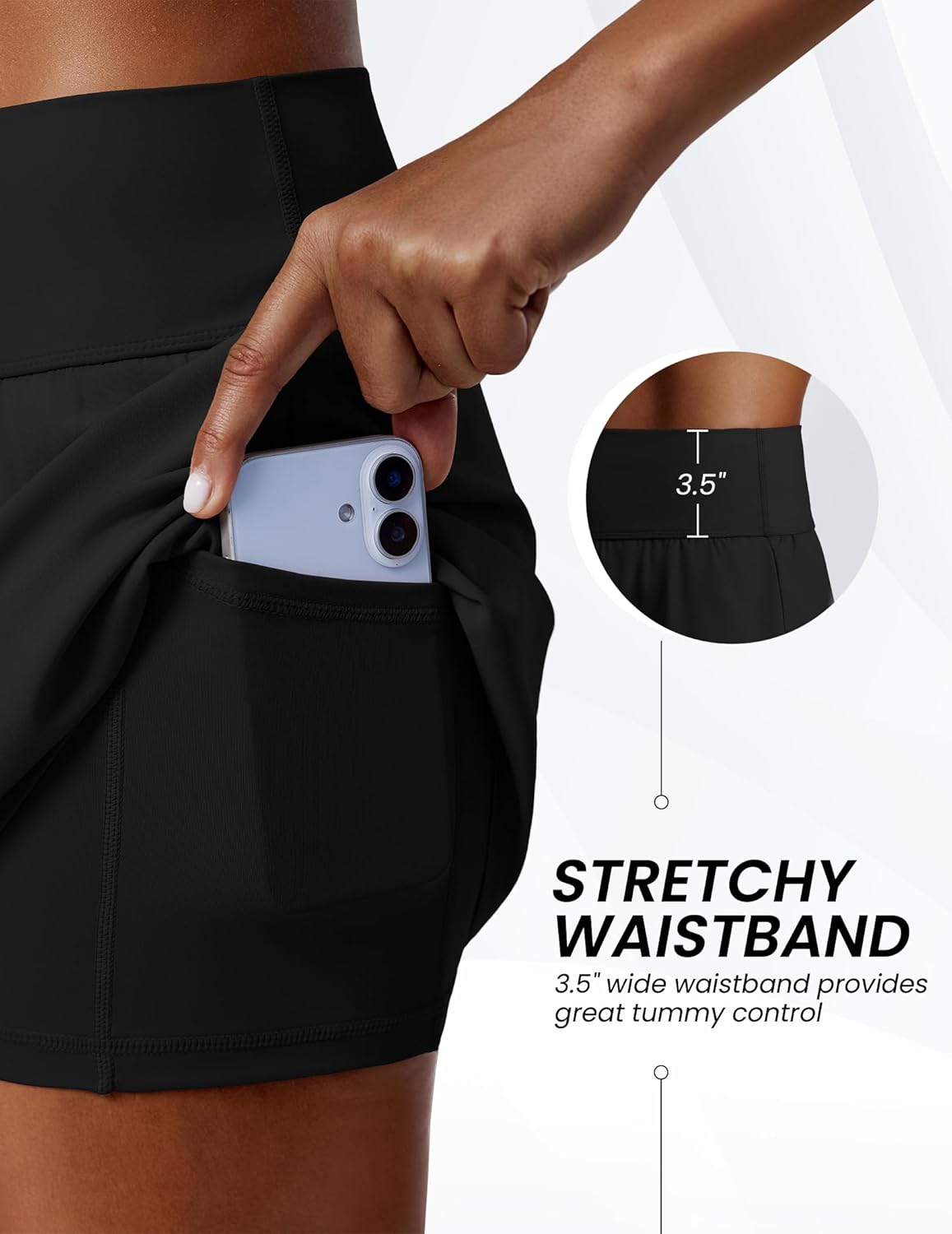 PINSPARK 15" Athletic Skirt - High Waisted Tennis Skirt with Pockets | Lightweight Mini Golf Skort for Women