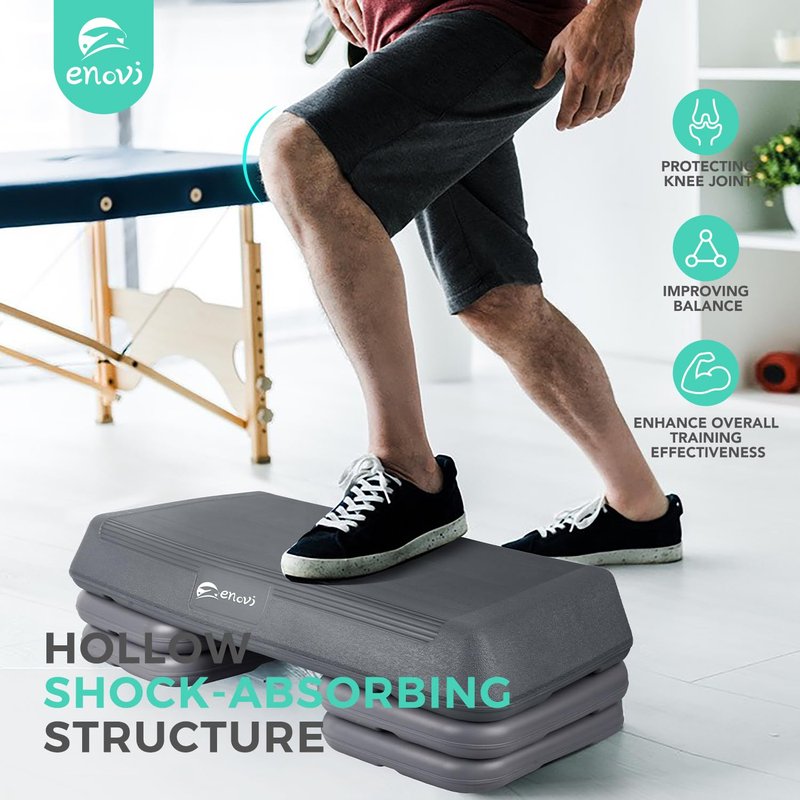 Enovi Exercise Step Aerobic Step Platform, Exercise Step Platform, Step Up Exercise Platform (Gray)
