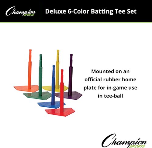 Champion Sports Deluxe Batting Tee - Adjustable Rubber Baseball & Softball Tee for Home Use, Multiple Styles Available