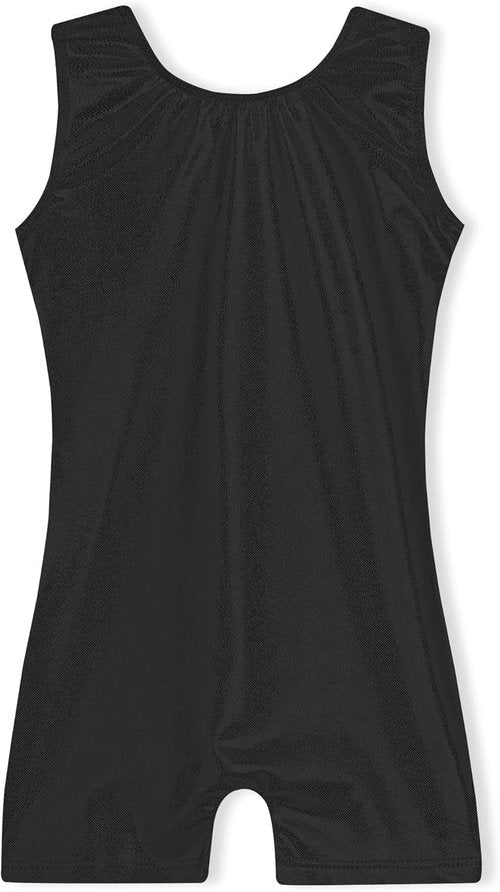 Domusgo Gymnastics Leotards - Sparkly One-Piece Unitard for Girls | Pro Kids Biketards with Shorts