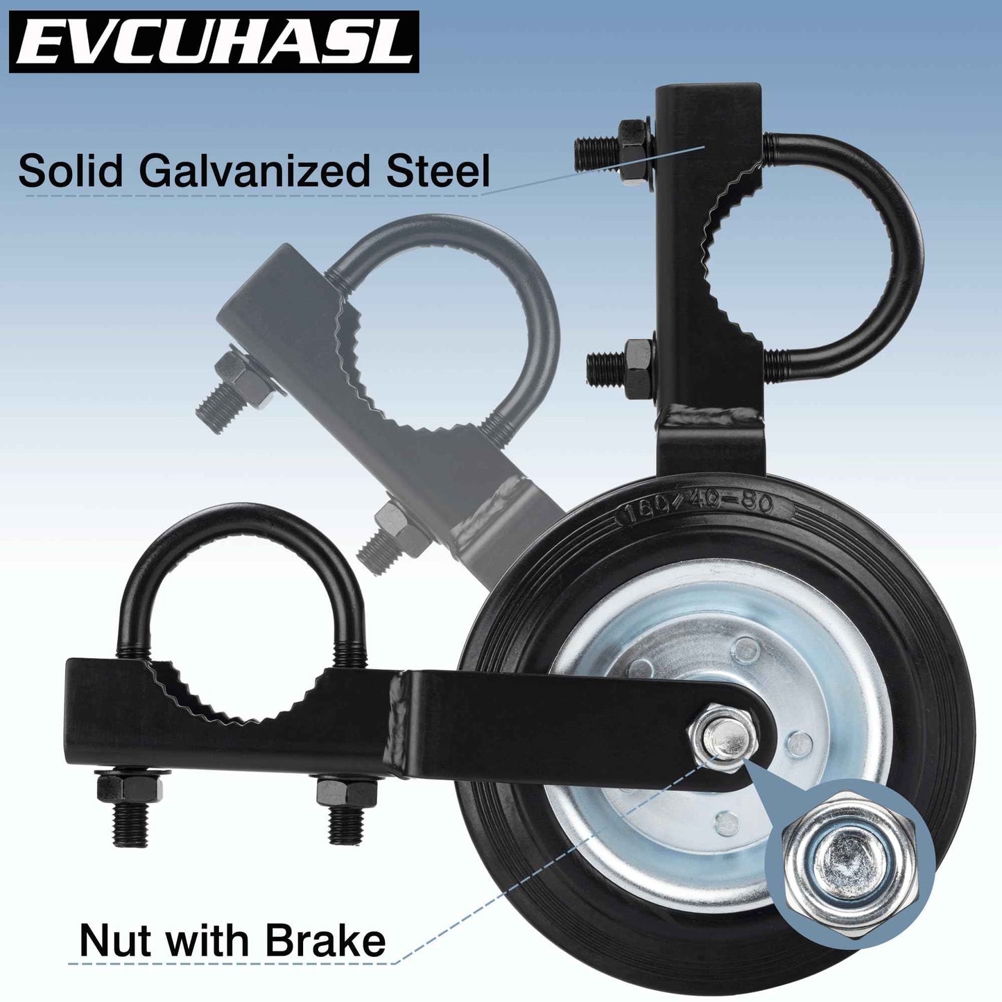 Gate Wheel Supporting Metal Swing Gate with 1-5/8" Thru 2" Gate Frames, 6" Gate Helper Wheels for Metal Tube Fence Gate, Heavy Duty Fence Wheel for Chain Link, Prevent Gate Dragging & Sagging- Black