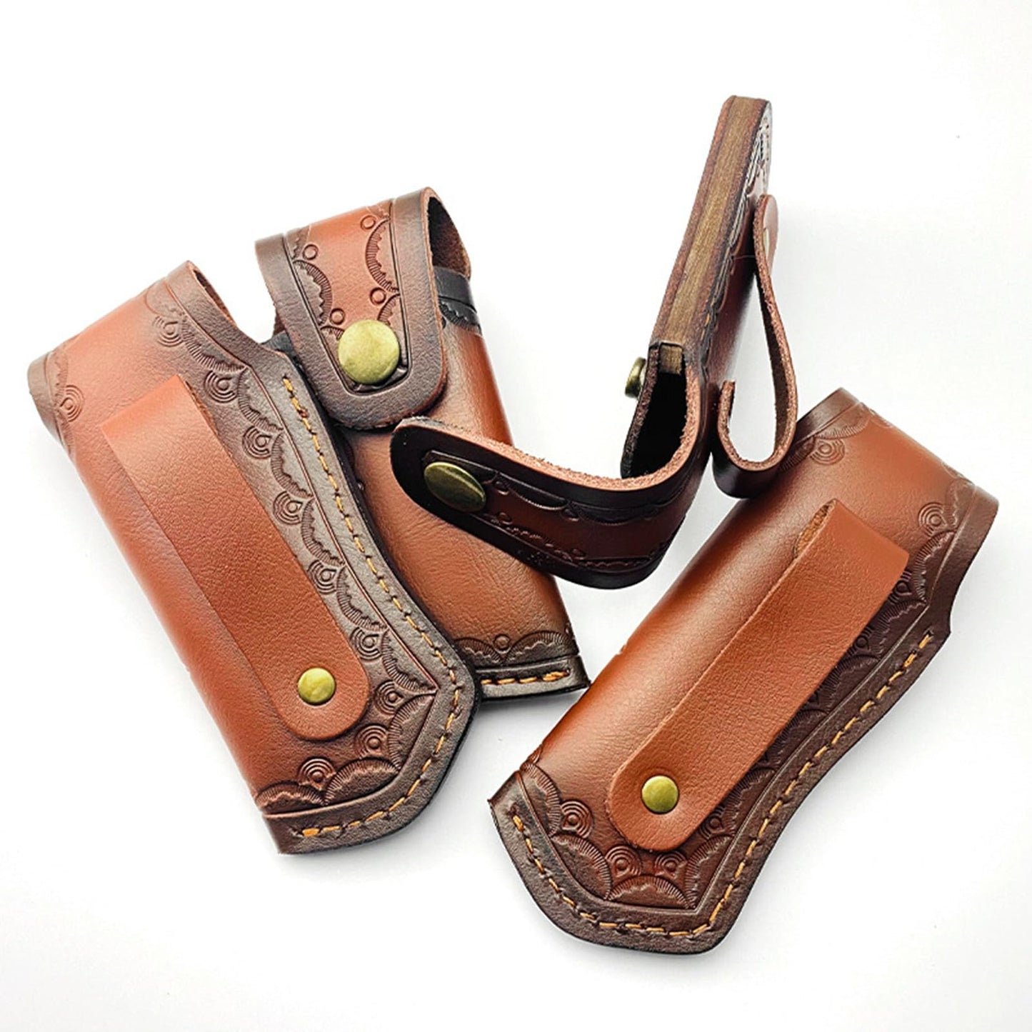 Leather Knife Sheath,Carry Snap Case for Pocket Folding Knife Pouch EDC Holster Belt Loop Brown Outdoor Hunting Camping Gift 4.33" Durability