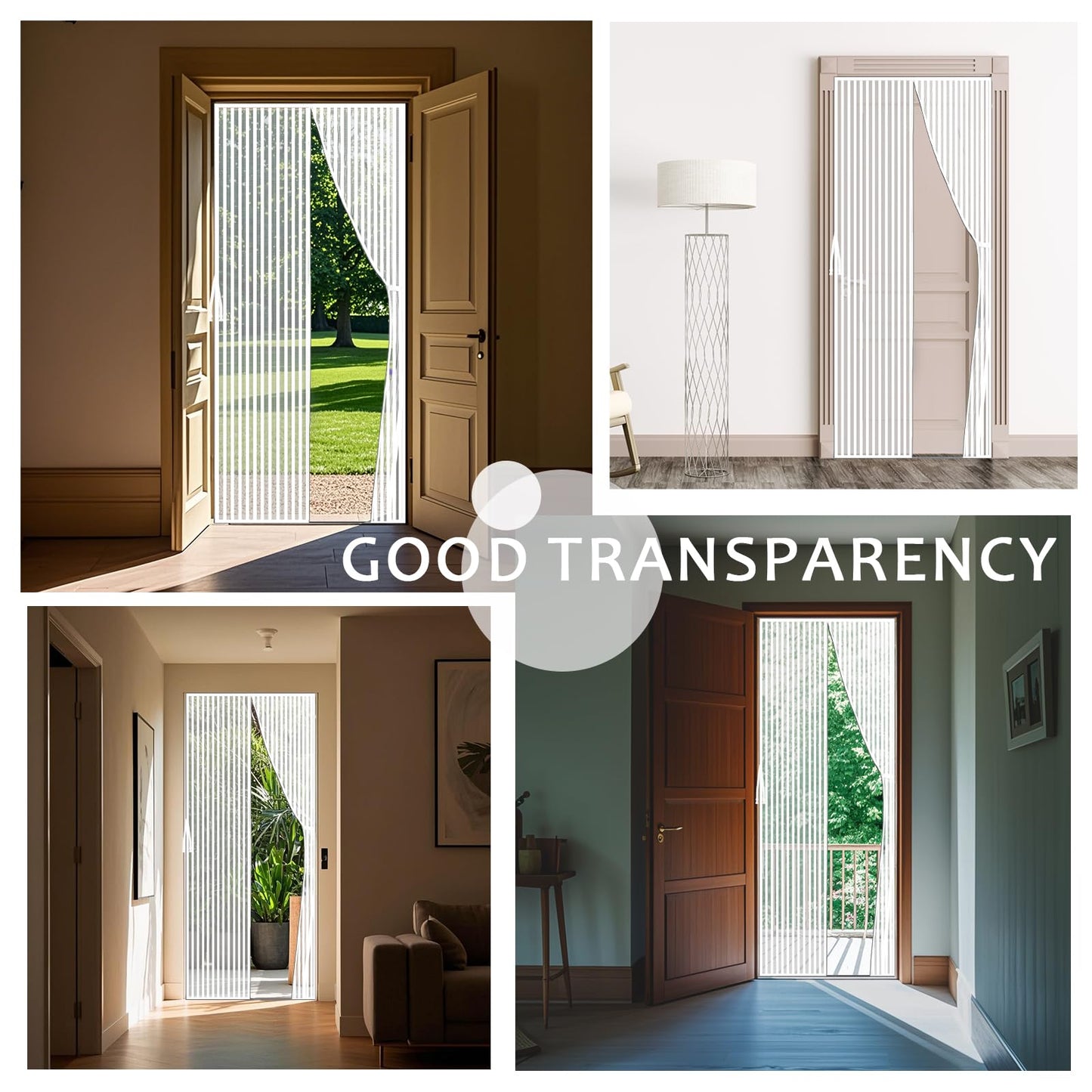 YRH Magnetic Fly Screen Door with Stay Open Buckles - Heavy Duty Self-Sealing Mesh,Powerful Magnets,Full Frame Magic Tape (Fit for Door Size:32x78 Inch,Screen Itself Size:34x80 Inch, White)