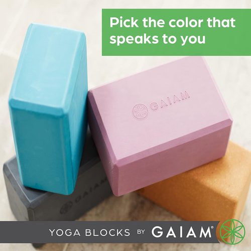 Gaiam Yoga Block - Supportive Latex-Free EVA Foam - Soft Non-Slip Surface & Beveled Edges