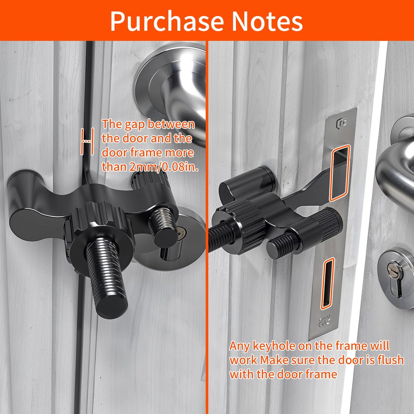 Portable Door Lock Heavy-Duty Home Security Door Lock Travel Lockdown Locks for Additional Safety and Privacy Hotel Door Locks for Home, Apartment, Travel, 1 Pack, Black