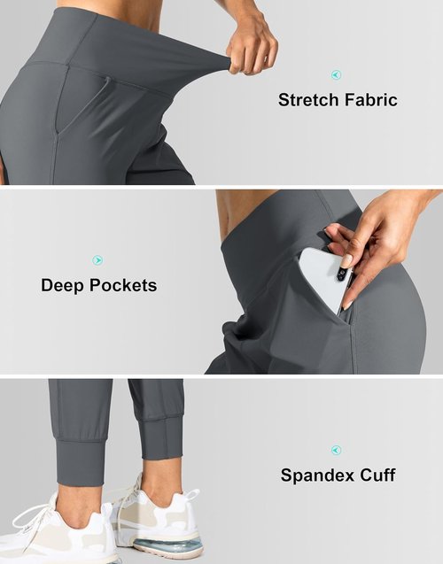G Gradual Women's High-Waisted Joggers - Comfortable Yoga Pants with Pockets for Workouts & Lounging