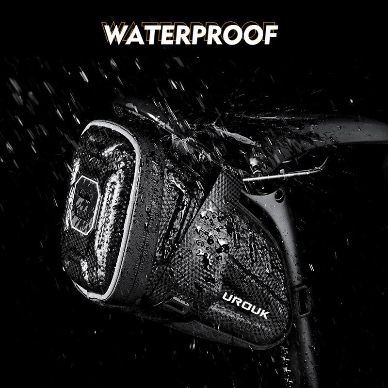 UROUK Bike Saddle Bag For Rear Rack Waterproof,Bike Seat Bag Black，Bike Pack Under Seat 1.5L