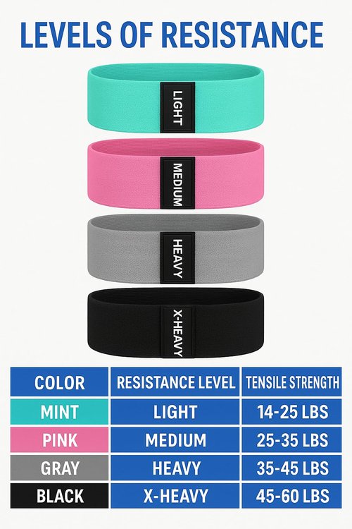 Booty Bands, Fabric Resistance Bands for Working Out, 4-Level Non-Slip Workout Bands with Exercise Guide, Hip and Glute Training Equipment for Home Gym, Teal Pink Gray Black