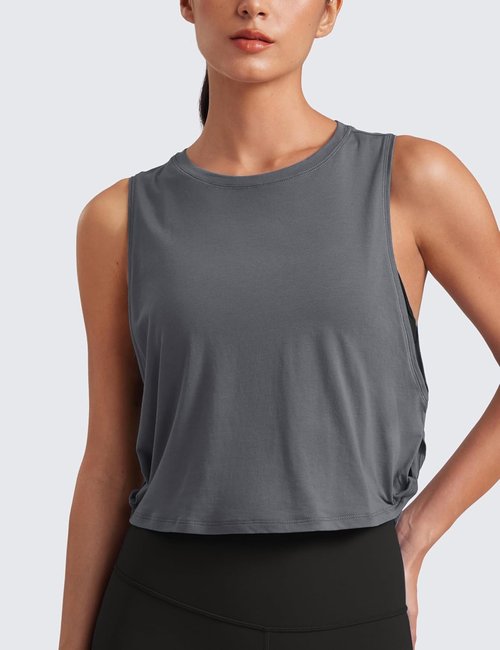 CRZ YOGA Pima Cotton Tank Top for Women - Loose Fit Sleeveless Workout Shirt | Athletic Yoga & Gym Wear