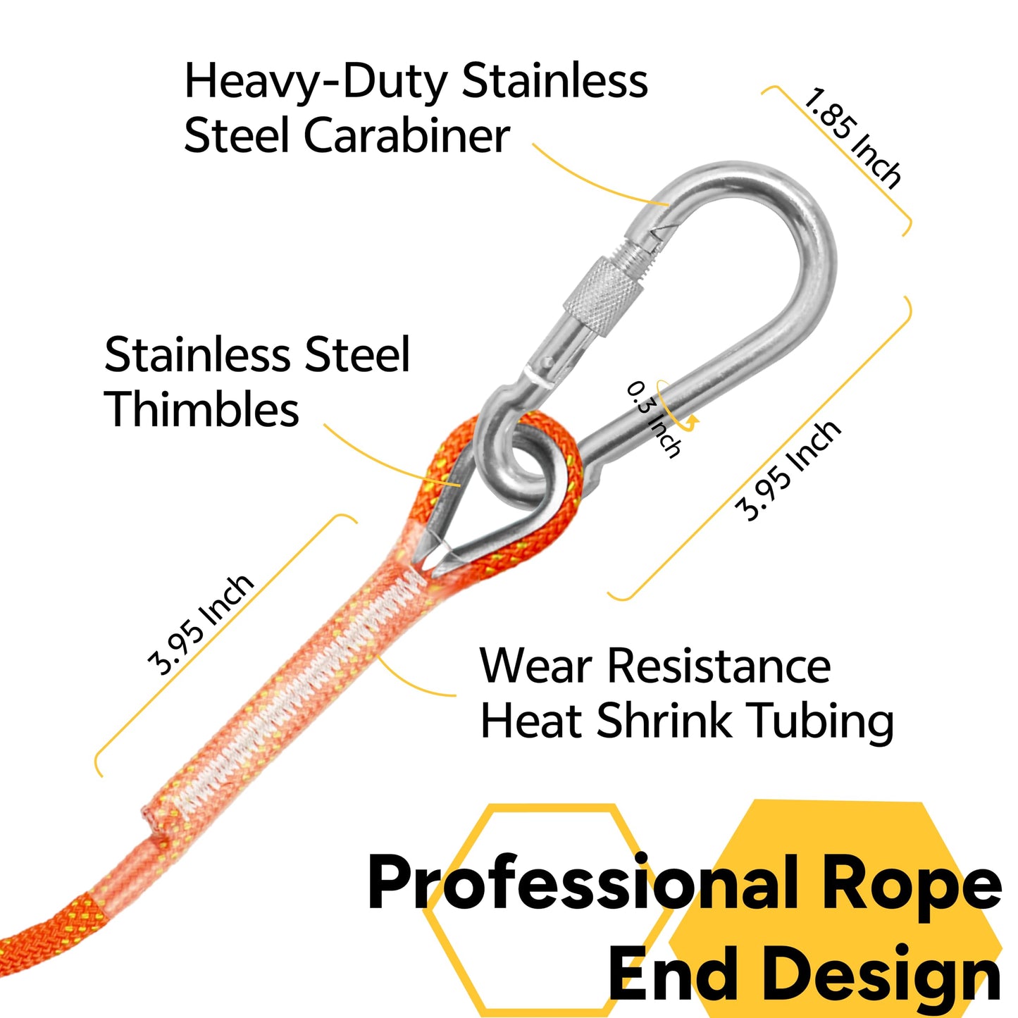 WISEROOT 8mm Static Climbing Rope: Heavy Duty Outdoor Rock Climbing Rope for Arborist Tree Work, Rescue, Camping & Hiking, (10m/32ft, 20m/64ft, 30m/96ft) Orange/Black (Orange, 32 Feet)