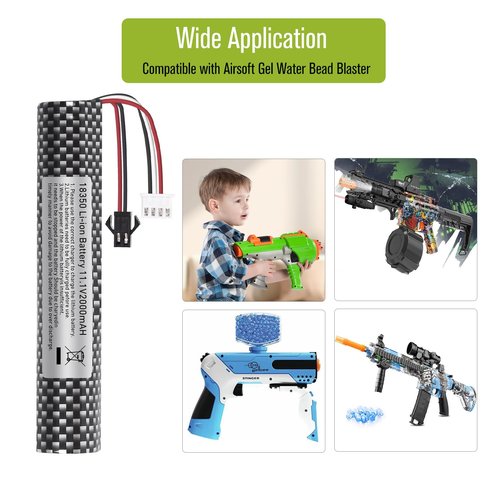 AUDEEKON Airsoft Lipo Battery 11.1V - 2000mAh Rechargeable Batteries USB Charger with Charging Cable, Replacement Battery for Airsoft Gel Ball Blaster