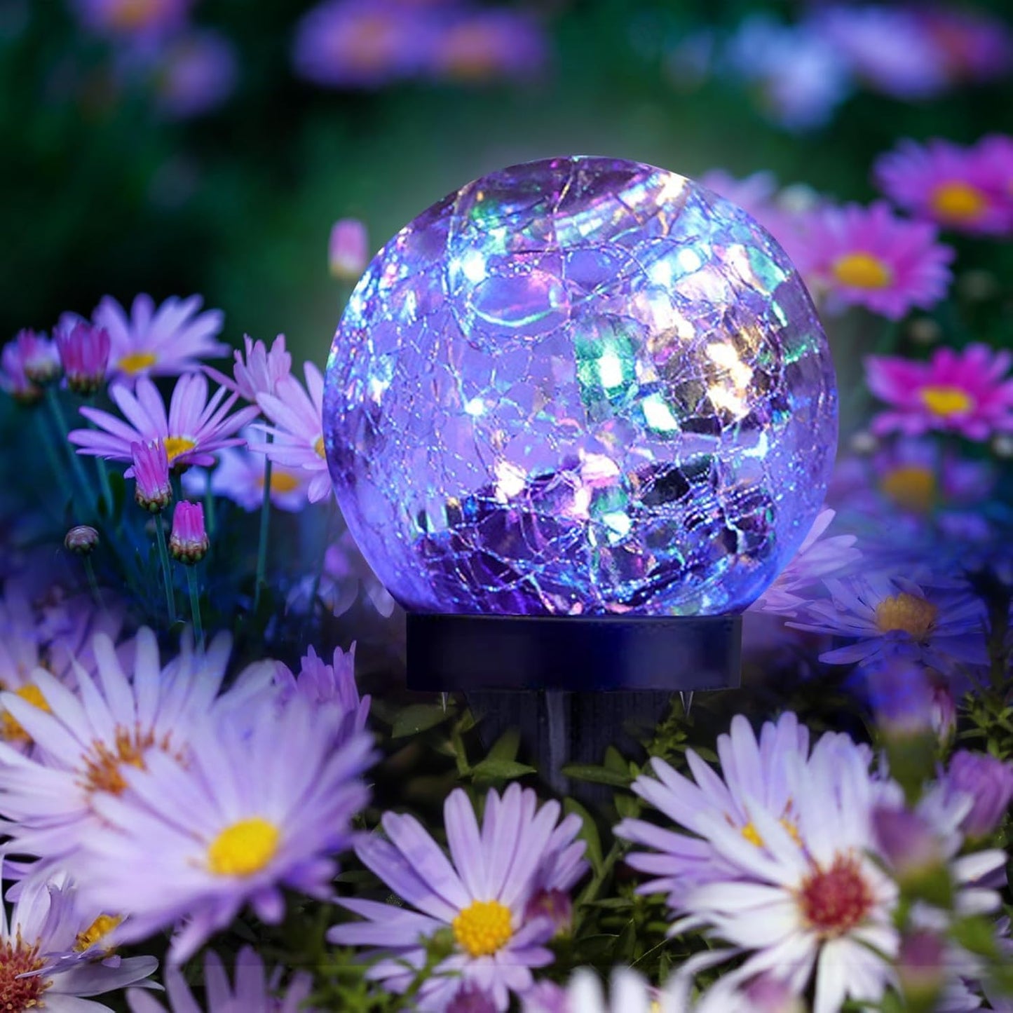 6 Pack Solar Garden Lights - Waterproof Cracked Glass Ball LED Decor for Pathway, Patio & Lawn (Warm White, 3.9")