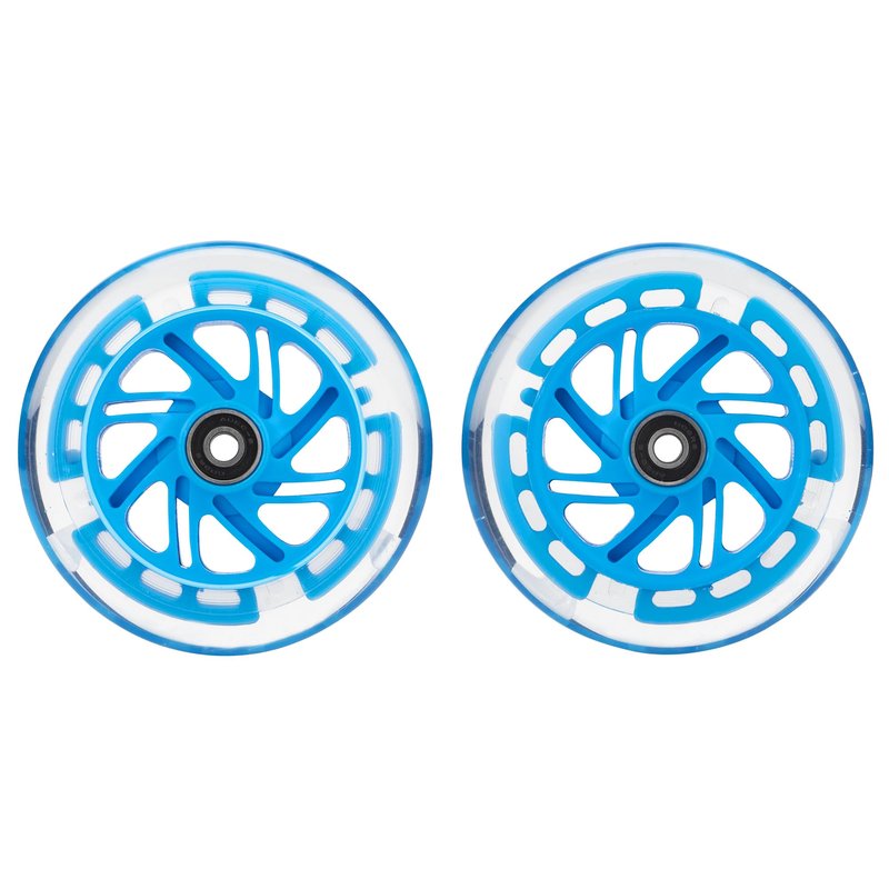 AOWISH 120mm Light-up Scooter Wheels Pair 120mm X 24mm Scooters LED Flash Front Wheels Replacement w/Bearings ABEC-9 for Micro Kickboard, 3-Wheeled Push Scooters (Blue)