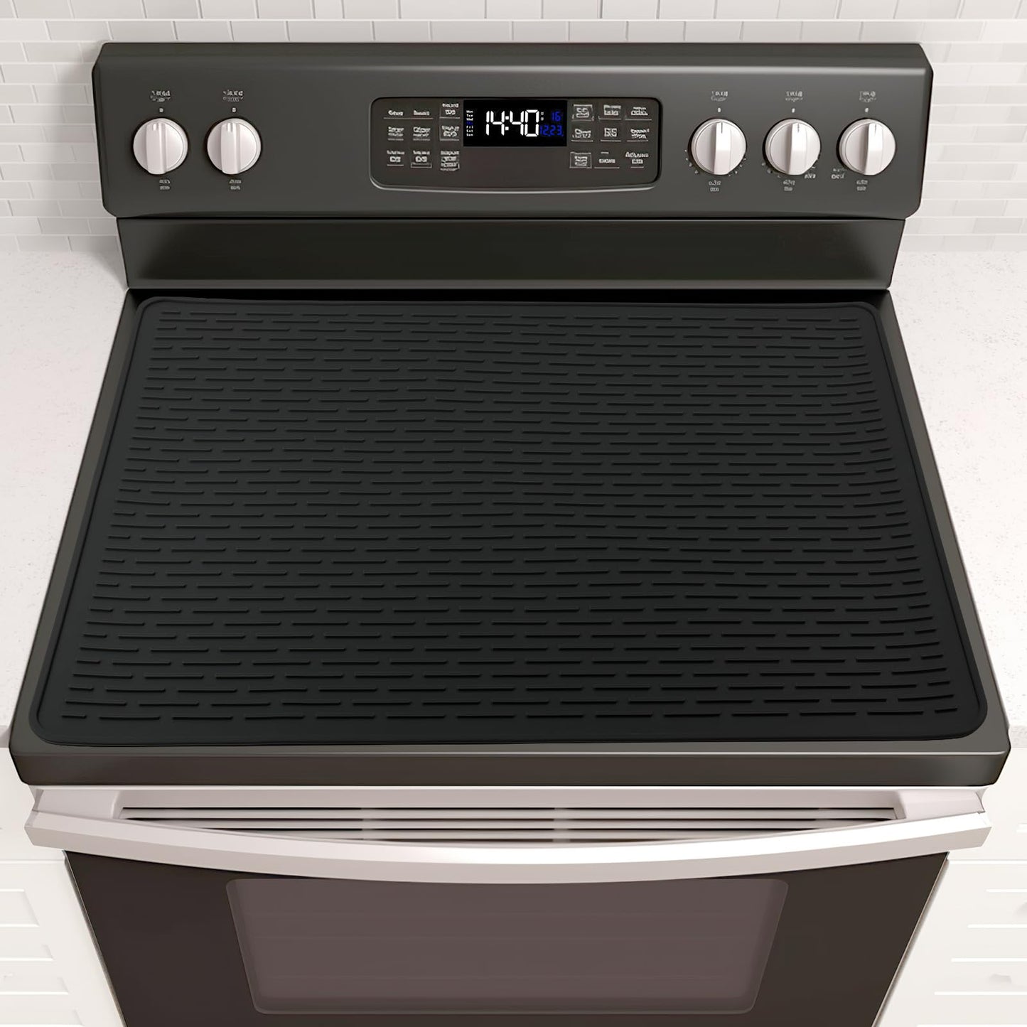 Stove Top Cover for Electric Stove, Stove Top Covers for Gas Burners, Glass Cooktop Protector, XL Dish Drying Mat (Black, 28"x20")