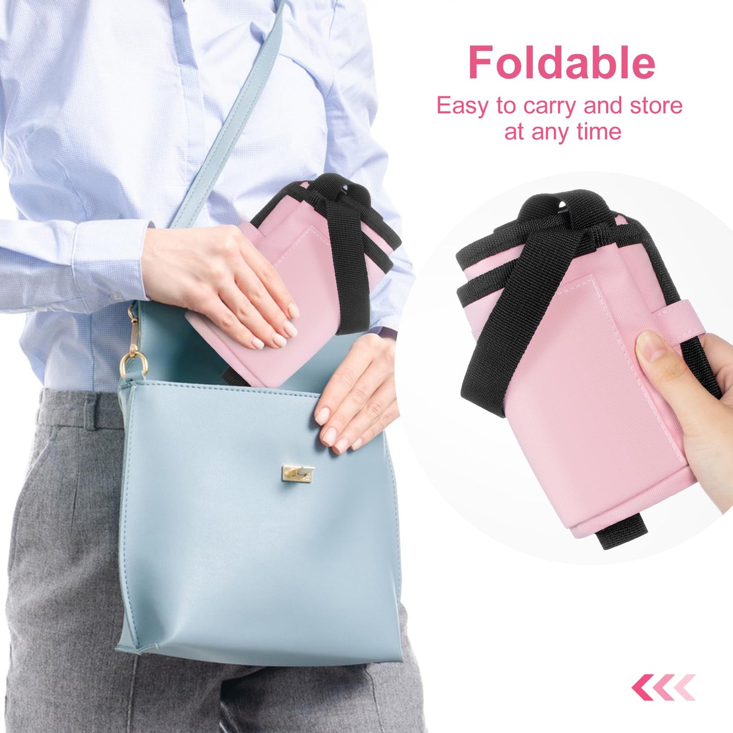 WIROTA Luggage Cup Holder - Multifunctional Travel Caddy - Fits Suitcase Handles, Also, as a Stroller & Automotive Cup Holder - Pink