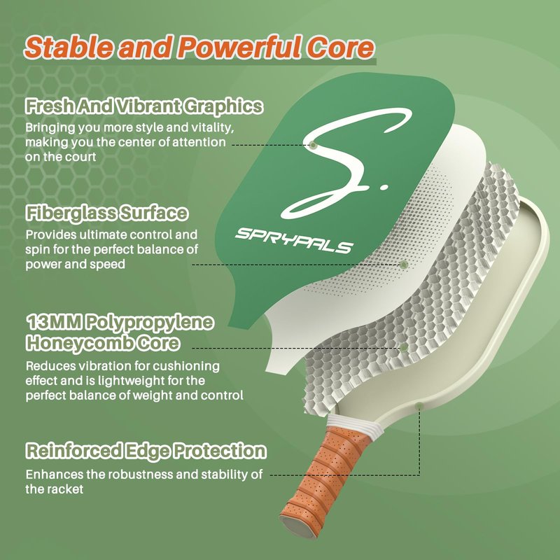 Sprypals Pickleball Paddles Set of 4,USAPA Approved Pickleball Paddle Cute Pickleball Set with 4 Pickleball Paddles, 4 Indoor & Outdoor Balls and 1 Carry Bag, Pickle Ball Set for Men Women Beginners