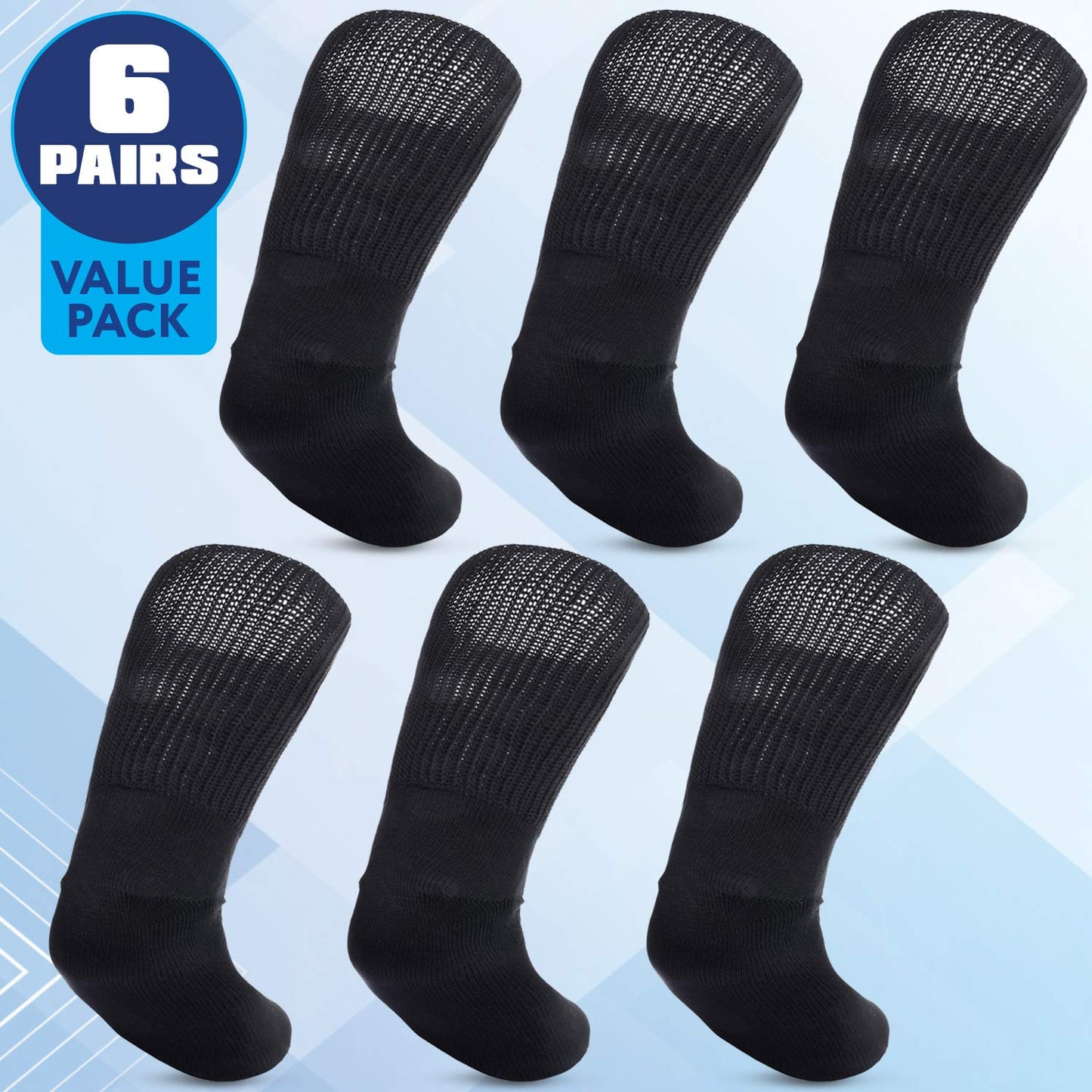 IMPRESA 6-Pair Extra Width Socks for Lymphedema & Bariatric - Stretch 30'' Over Calf for Swollen Feet, Men's & Women's, One Size Unisex