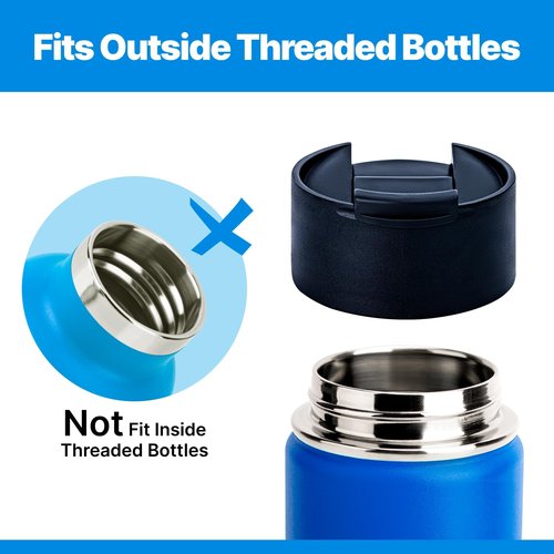 Bluwing Flip Lid for Hydro Flask Wide Mouth 32 40 oz, 2 Pack Replacement Coffee Lid Compatible with Hydroflask, Takeya and Other 12-64oz Wide Mouth Bottle(Black 2 Pack)