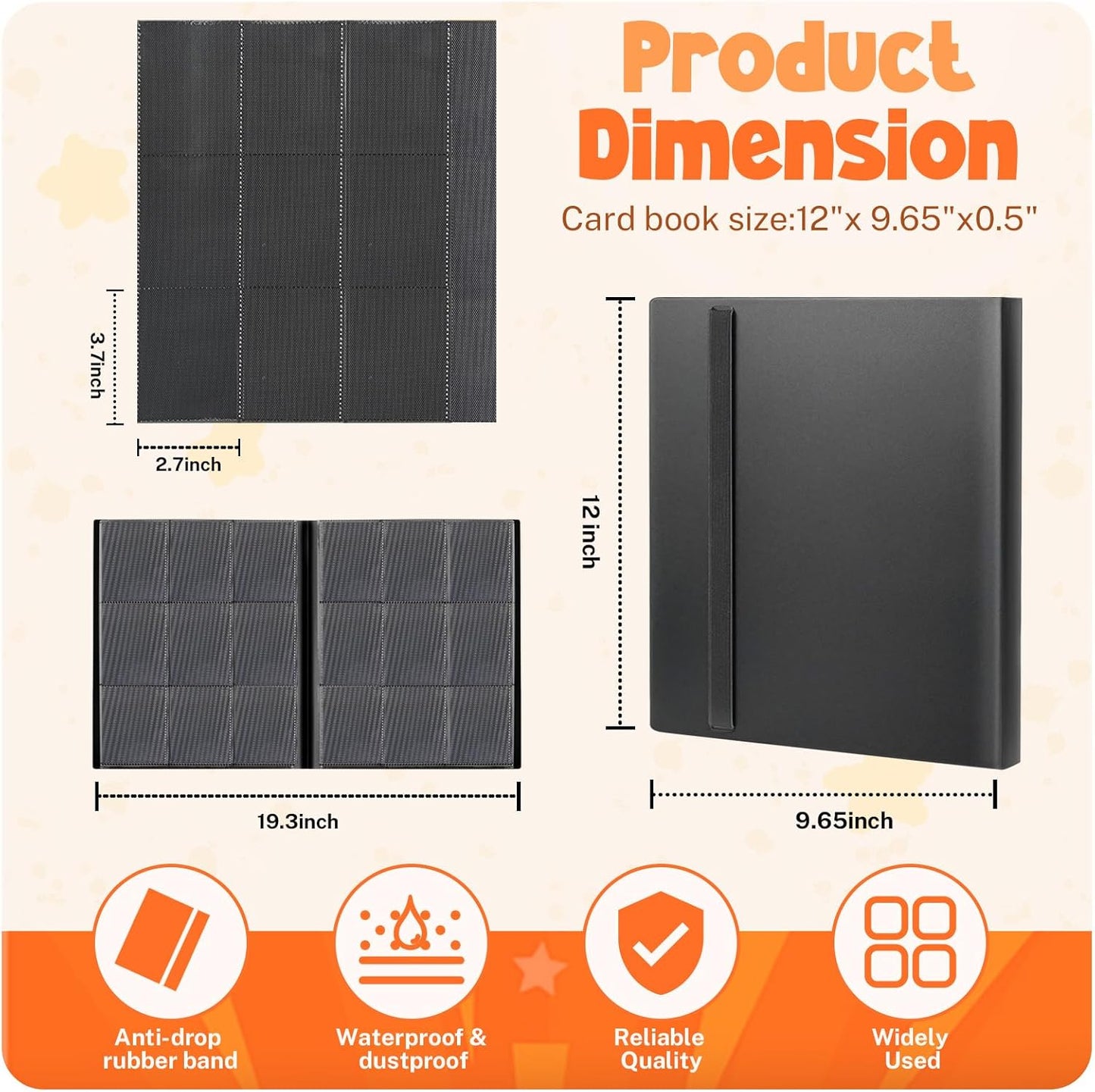 Skiennix Card Binder - 9 Pocket Trading Card Album with 360 Capacity | Premium Black Sports Card Folder