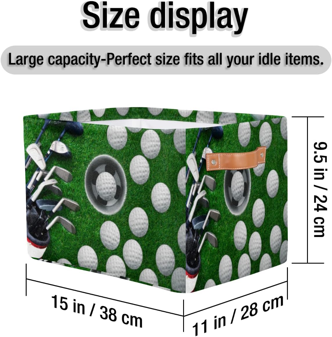 Skiennix Golf Ball Storage Basket - Foldable Fabric Organizer with Handle for Home & Office | 1 Pack