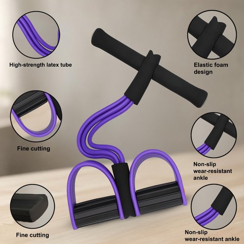 6 Tube Resistance Band with Pedal Puller for Home Gym Equipment – Multifunction Pedal Resistance Band with Handles – Manual Tension Training Pedal for Full Body Workout & Strength Training