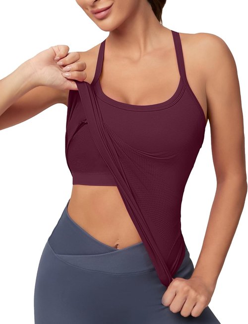 MathCat Workout Tank Tops - Sleeveless Gym Shirts with Built-In Bra | Seamless Racerback Design