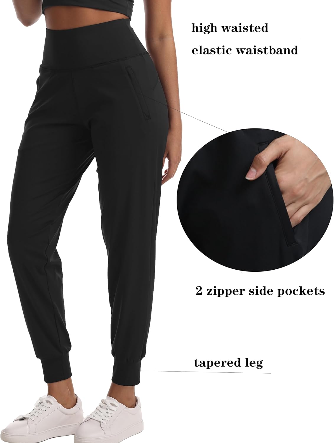 Skiennix Women's Joggers - Lightweight High Waisted Athletic Pants with Pockets for Yoga & Gym