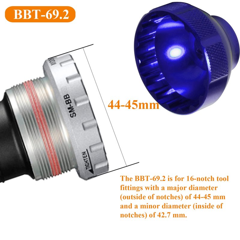 Aongch 16-Notch Bottom Bracket Removal Tool, BBT-69.2 Cassette Freewheel Centerlock Tool-Compatible with Shimano SM-BB51, SM-BB52, BB80, BB5700, XT BB70