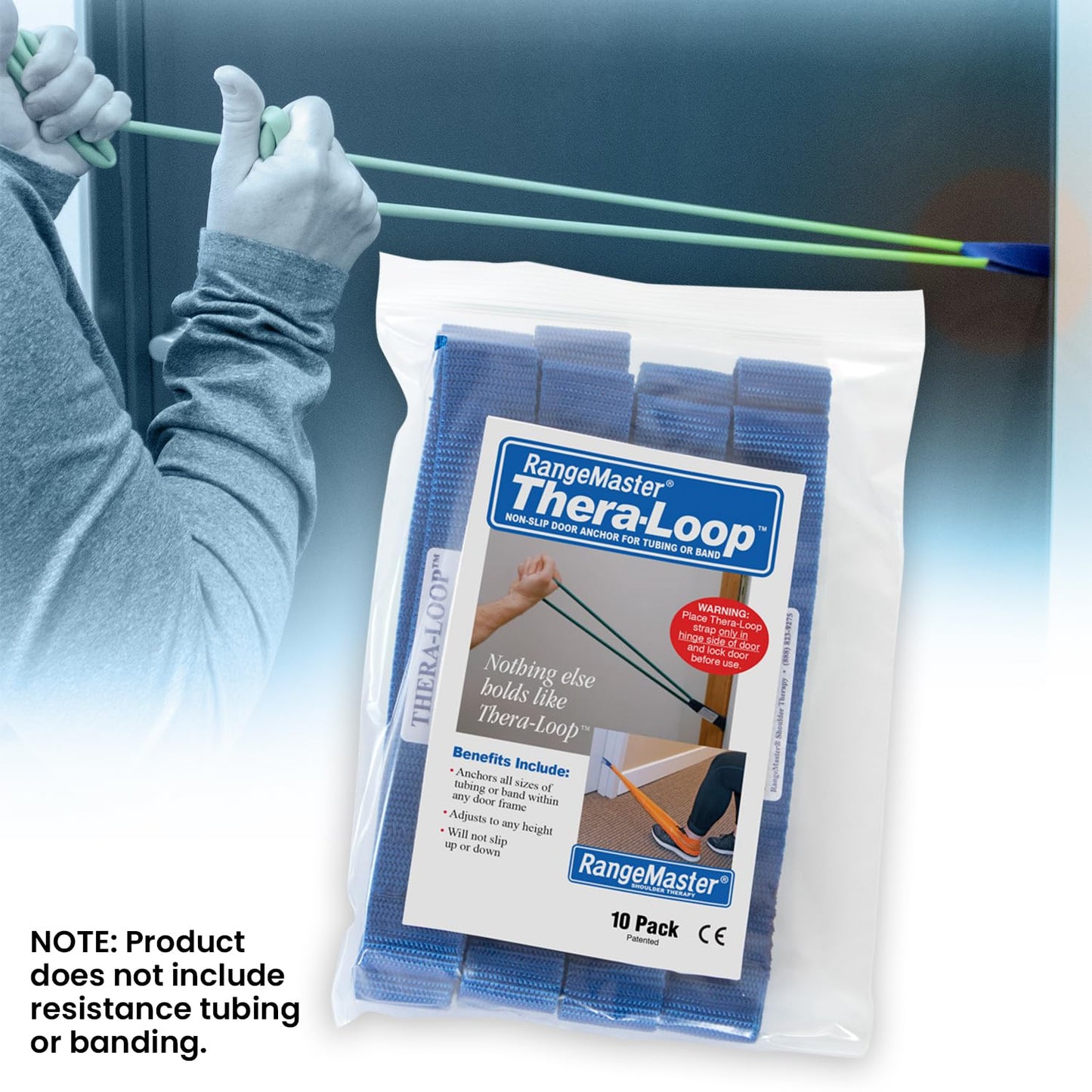 RangeMaster TheraLoop Door Anchors │ Non-Slip │ Complements Exercise Bands or Tubes │ Great for Exercising or Strengthening Activities│10 Pack, Blue