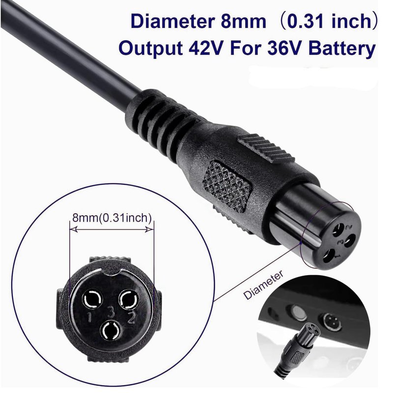 Charger Output 2A Input 100-240 VAC 42 Power Supply Charger 10S Battery Pack (mini 3Prong Inline)