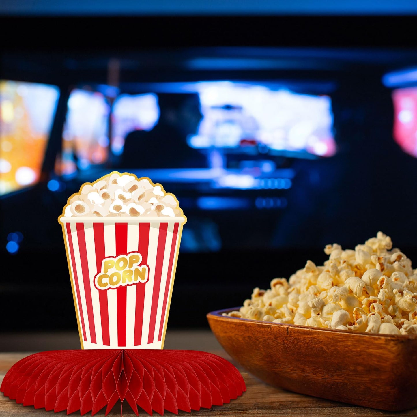 Chinco 12 Pieces Movie Night Party Decorations Supplies Movie Theater Honeycomb Centerpiece 3D Microphone Ticket Star Video Paper Centerpiece Sign Table Decoration for Theater Birthday Party Favors