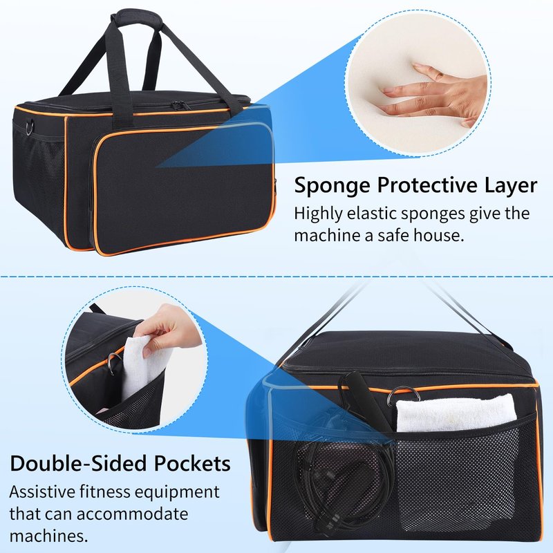 Rsobl Storage Bag Compatible with GUGTTR Pedal Exerciser, Under Desk Elliptical Trainer Machine Carry Case Adjustable Organizer for Pedal Exerciser with Extra Pockets for Accessories, Bag Only