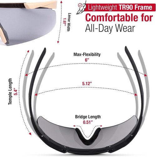 Eclipse Optics Shooting Glasses - ANSI Z87.1+ Safety Glasses with Anti-Fog, Scratch Resistance & UV Protection