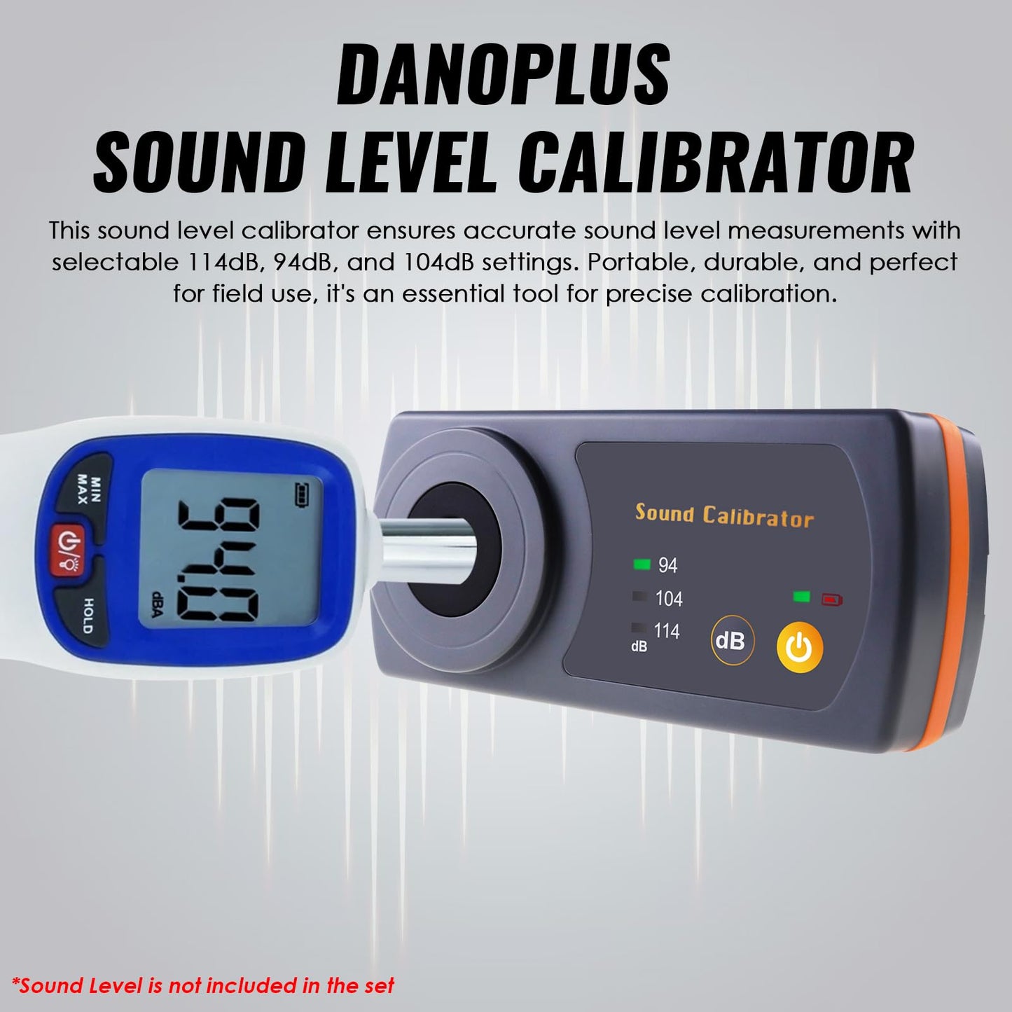 Sound Level Meter Calibrator, Precise Decibel Meter Calibrator with 3 Calibration Level 114dB & 94dB & 104dB, Professional Sound Pressure Level (SPL) Calibrator for Sound Level Meters