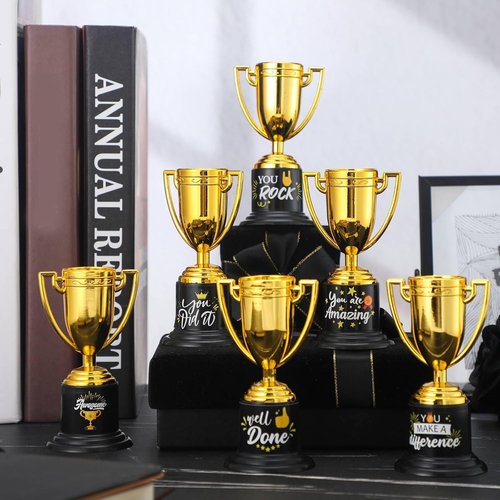 Fulmoon 24 Pack Gold Trophy Awards - Fun Plastic Trophies for Kids, Adults & Events | Perfect for Graduation & Competitions