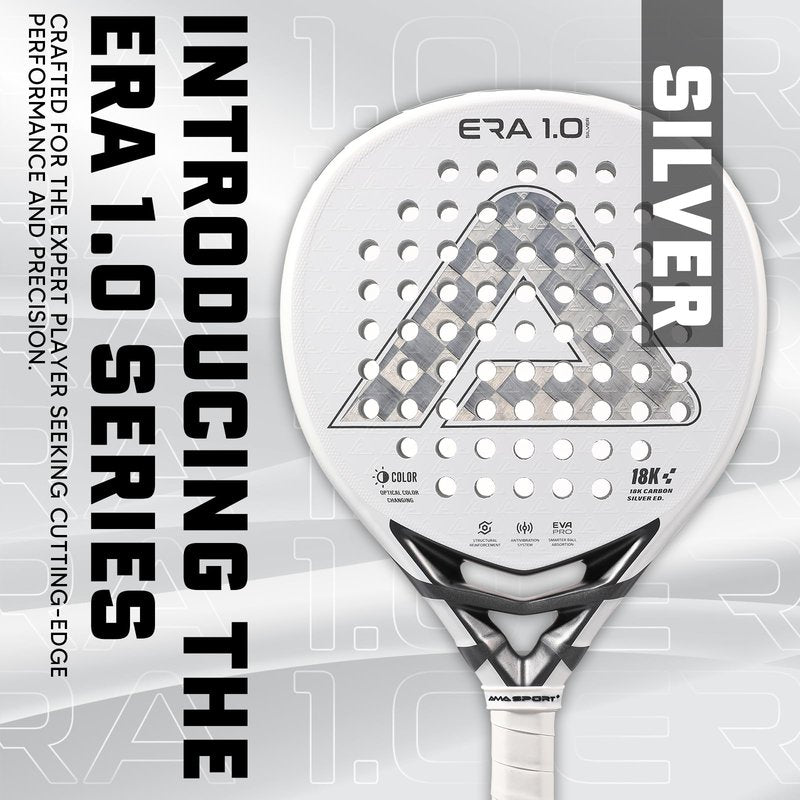 AMASPORT 2025 Era-1.0 Series Pros Padel Racket - 18K Carbon Pala Padel & Color-Changing Tech | Advanced Spin Control & Anti-Vibration Paddle Tennis Racquets | Expert-Level Power & Precision
