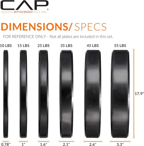 CAP Olympic Bumper Plate Weight Set - 2-Inch | 100-370 lbs | Available in Multiple Colors | Optional Storage Rack