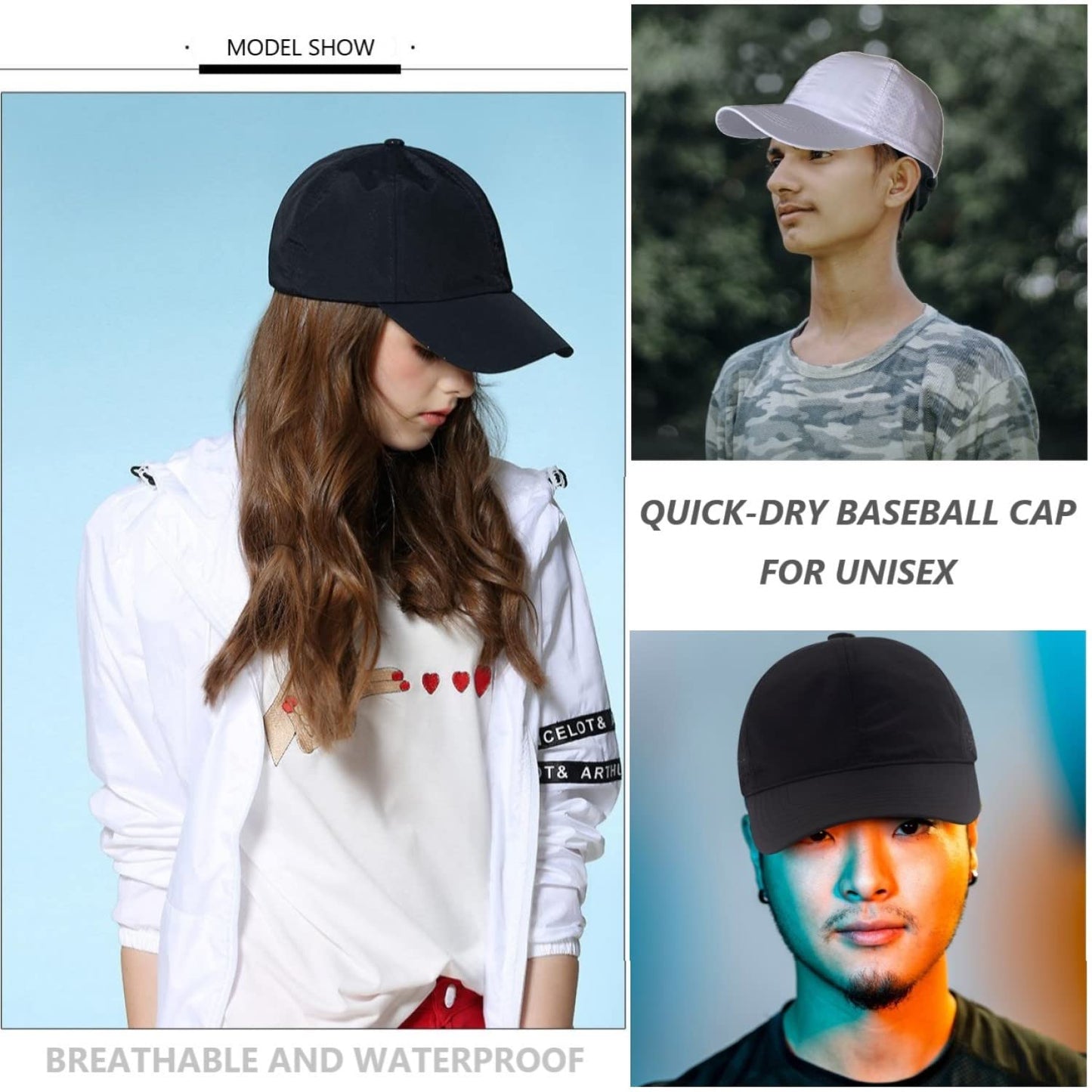 LITSSIN Quick Dry Fit Baseball Cap - UPF 50+ Sun Hat for Fishing, Running