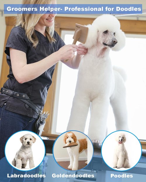 Dog Slicker Brush - Professional Grooming Tool for Large Doodles | Easy Tangle Removal, 3.8"x3.2" Head